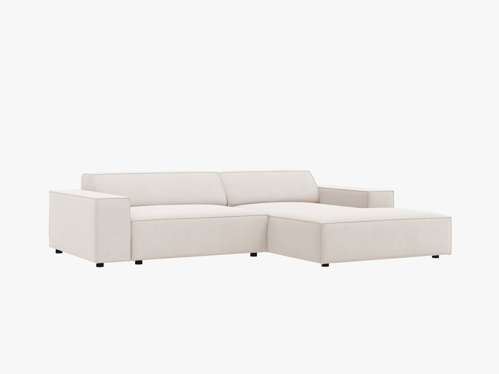 Micadoni Ecksofa Jodie 3-Sitzer Rechts Strukturierter Stoff Megan Helles Beige