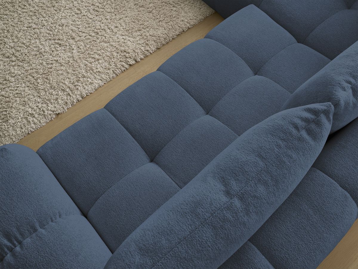 Bobochic Everest Ecksofa mit Schlaffunktion und Bettkasten 320 × 212 cm, 5 Kissen Melange-Stoff Dunkelblau Ecke links