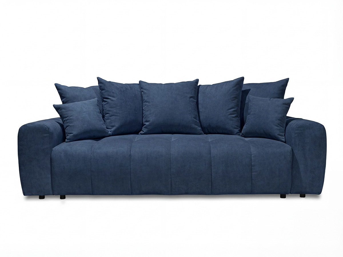 Bobochic Roxelane Schlafsofa 3-Sitzer mit Bettkasten Melange-Stoff Dunkelblau