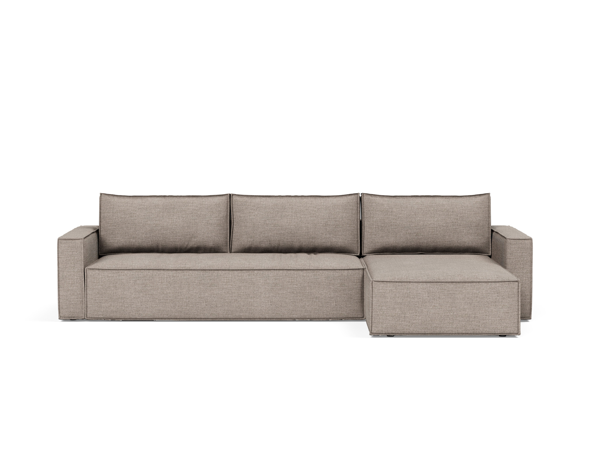 Schlafsofa Newilla mit Chaiselongue Chenille Yuveno 472-Warm-Grey