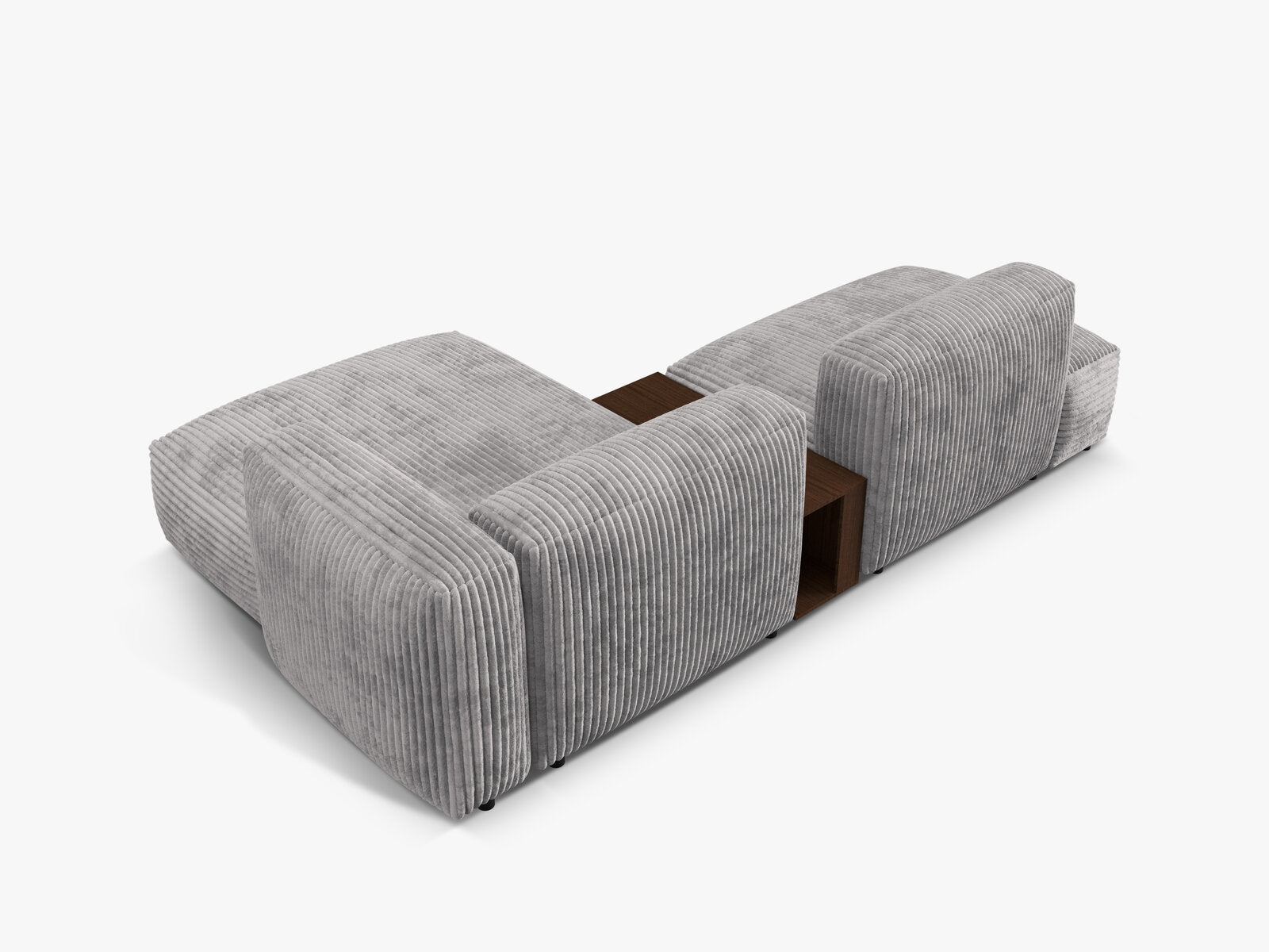 Micadoni Ecksofa Martina 2-Sitzer mit Couchtisch Rechts Kord Hellgrau