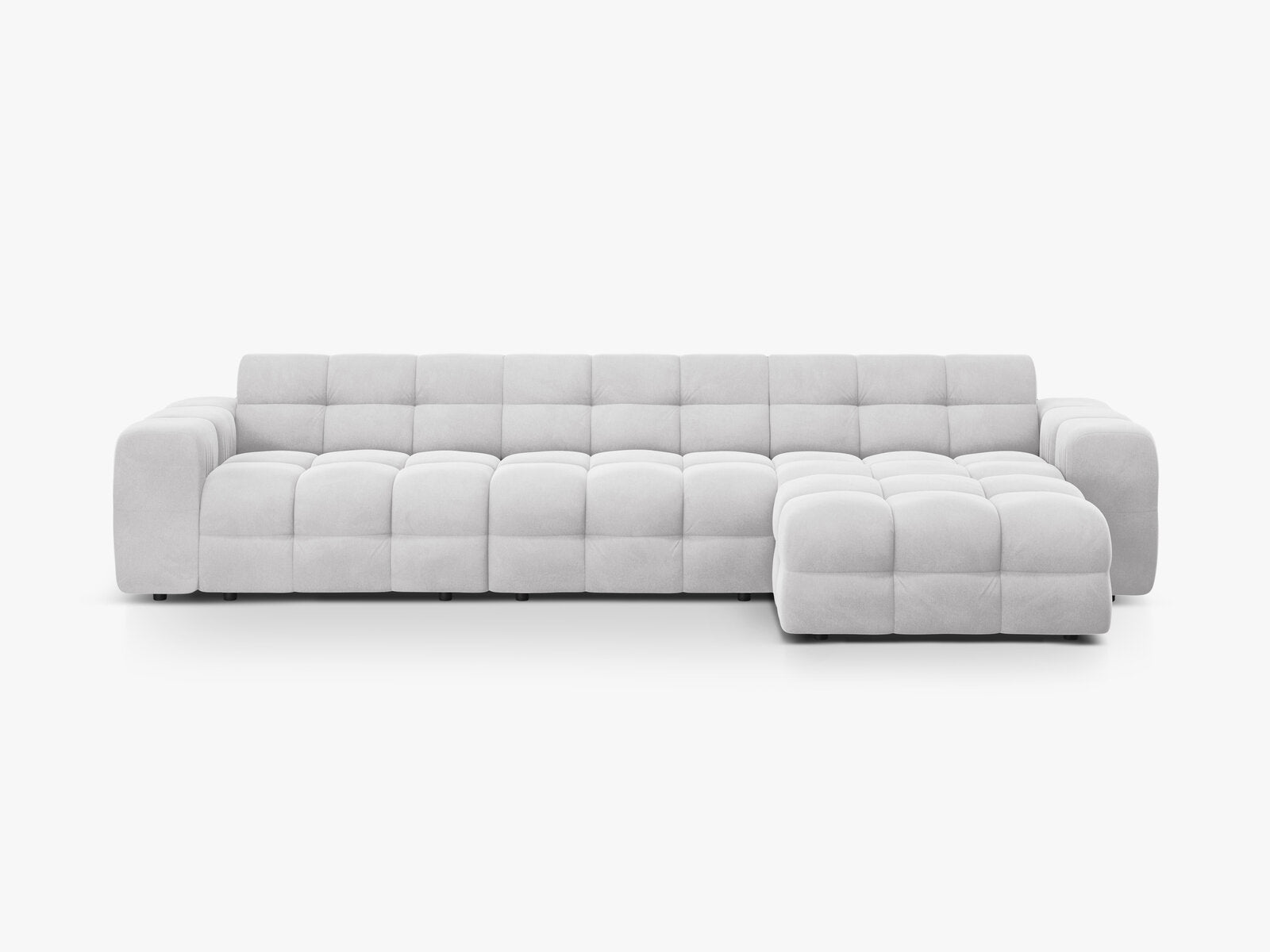 Micadoni Ecksofa Kendal 5-Sitzer Rechts Samt Magic Velvet Hellgrau