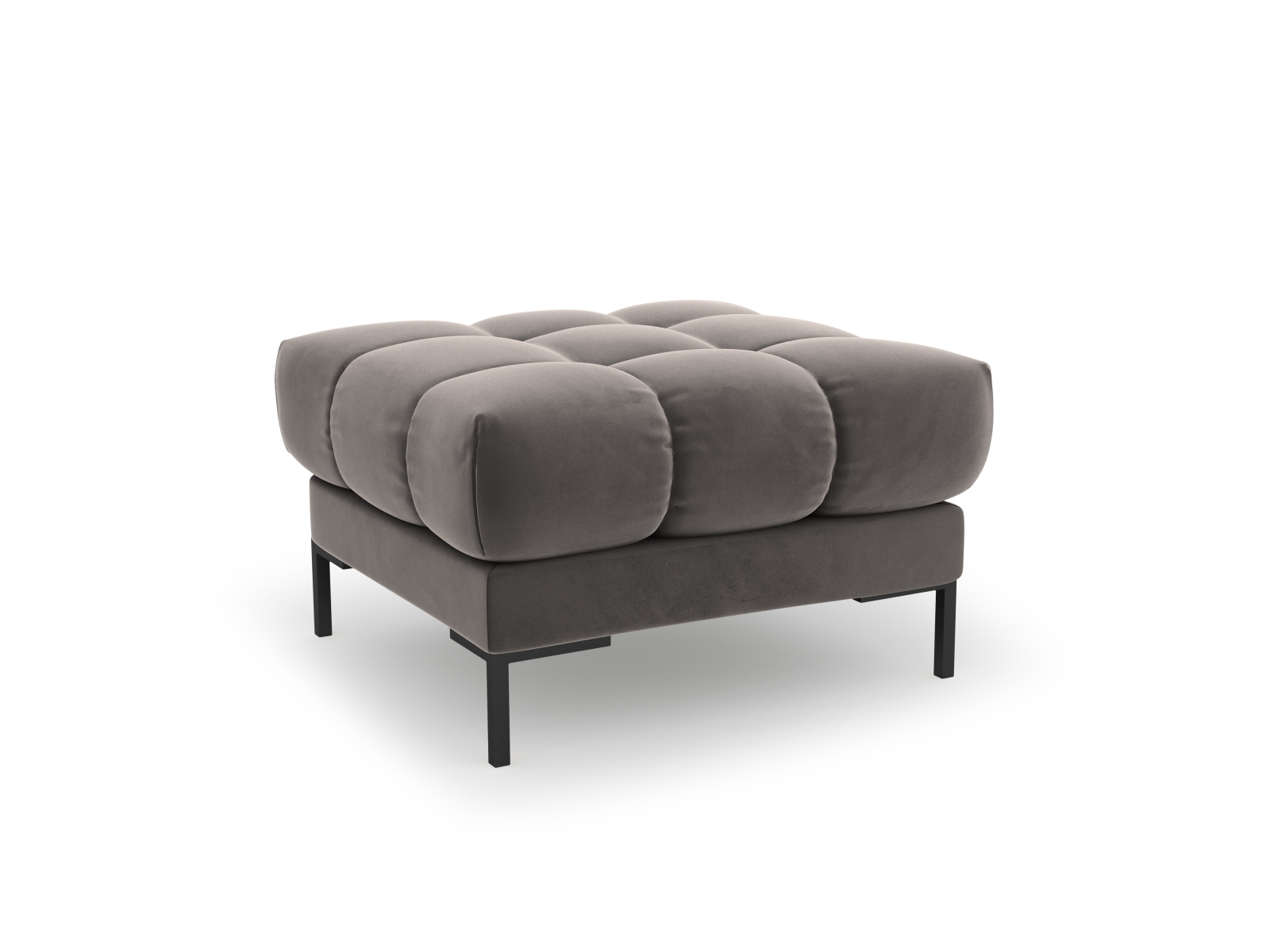 Cosmopolitan Design Pouf Bali Samt Bluvel Hellgrau Beine Schwarzes Metall