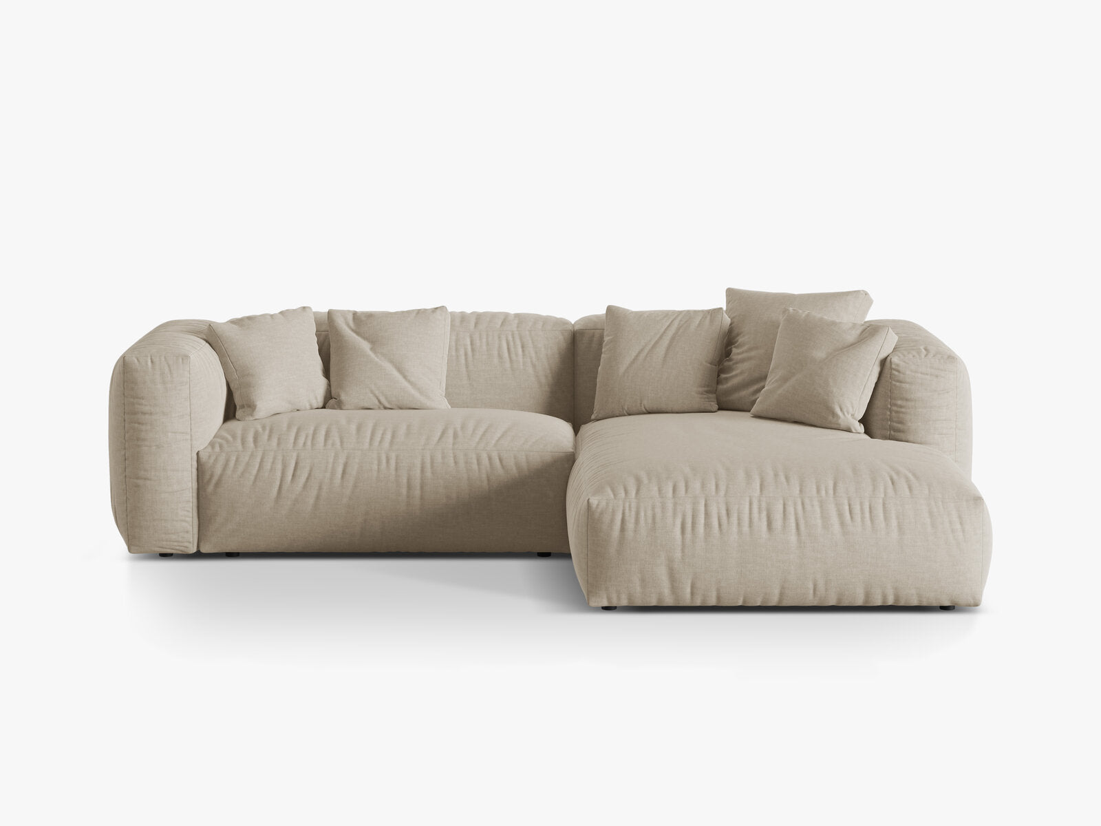 Micadoni Ecksofa Martina 2-Sitzer Rechts Strukturierter Stoff Boston Helles Beige