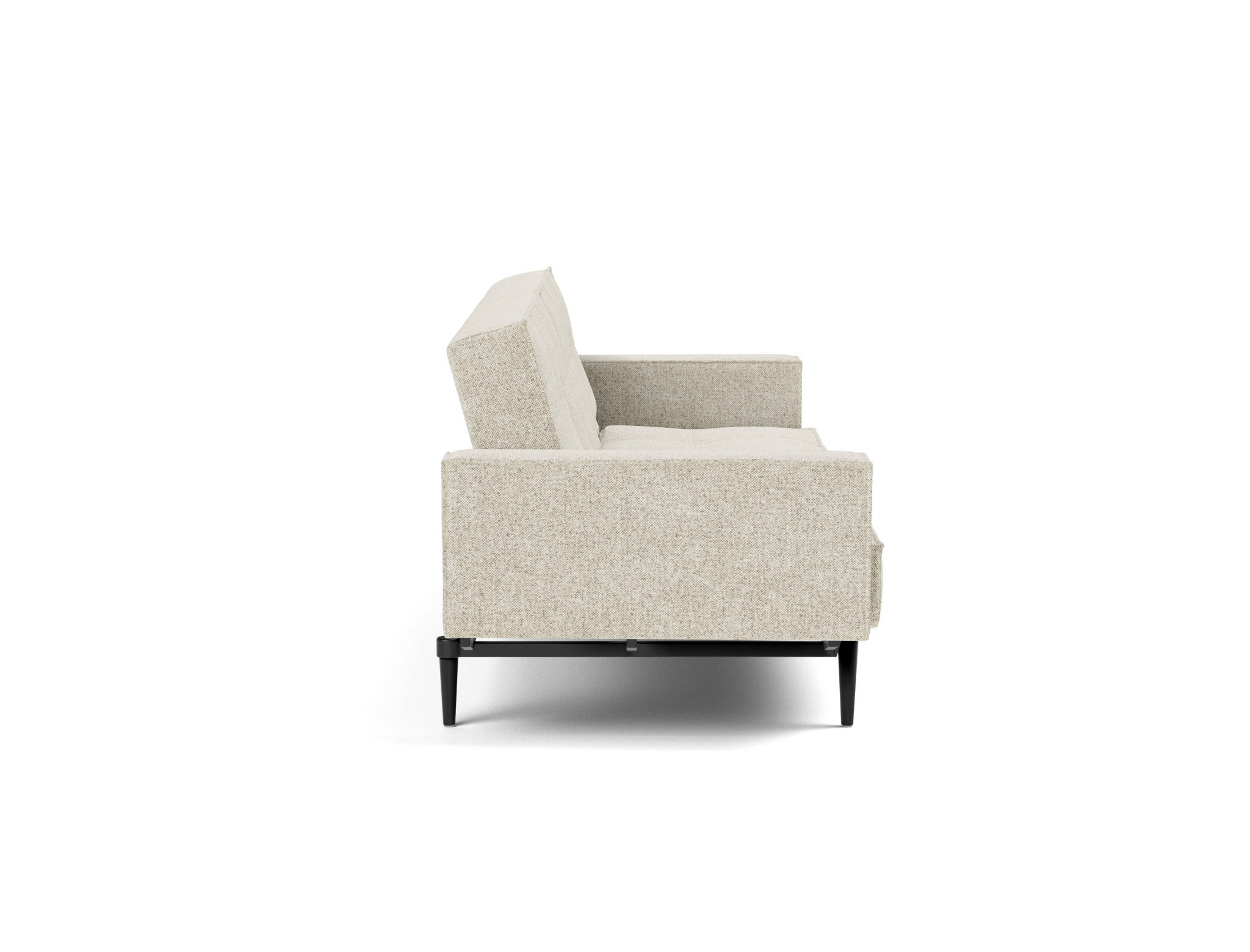 Schlafsofa Splitback mit Armlehnen Strukturierter Stoff Taura 357-Off-White Beine Styletto Eiche schwarz