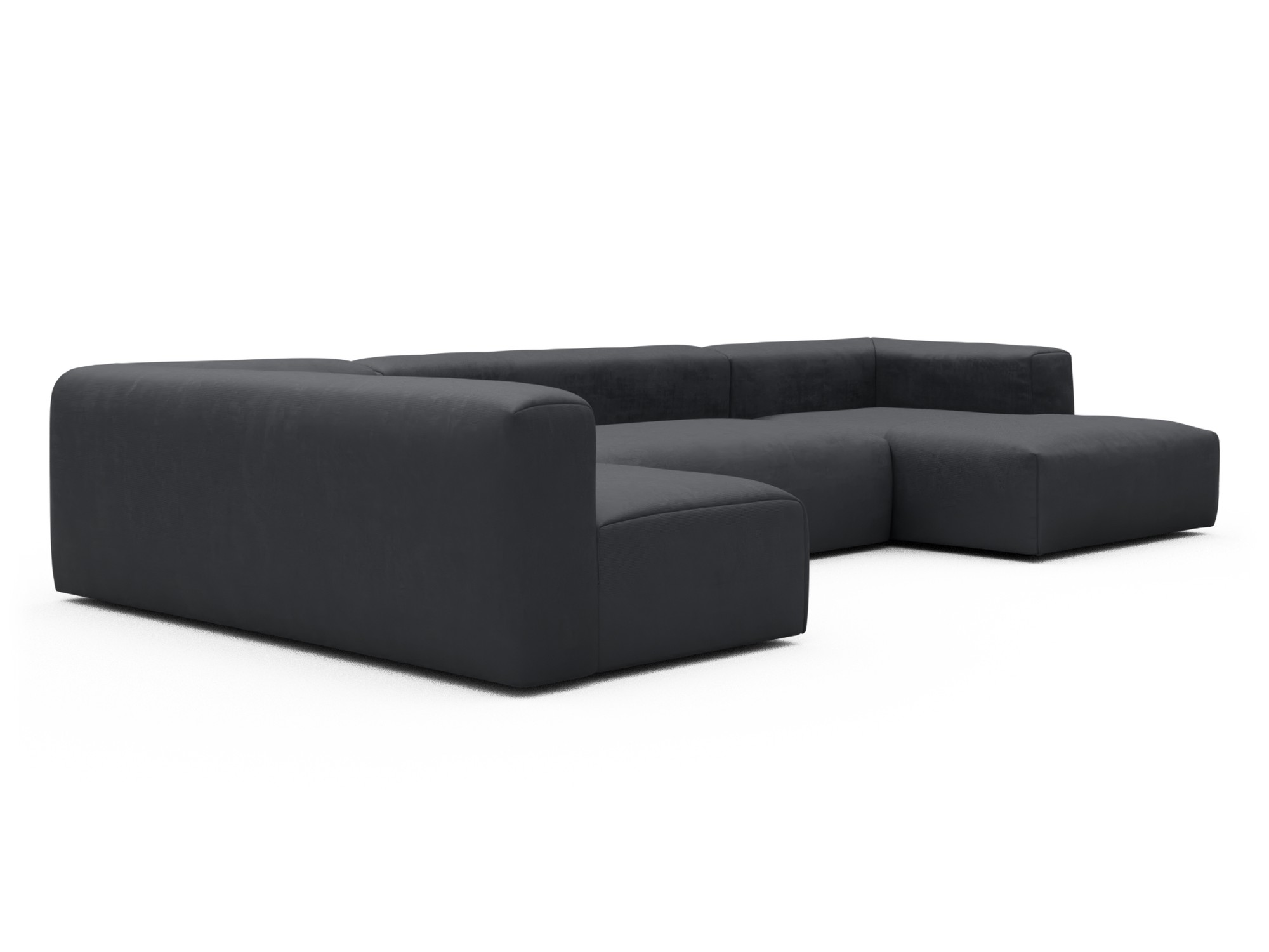 Skandi Home Wohnlandschaft Fred Chaiselongue rechts mit 2-Sitzer und lange Armlehne links Cordufine-Slate-Grey moebelfaktor