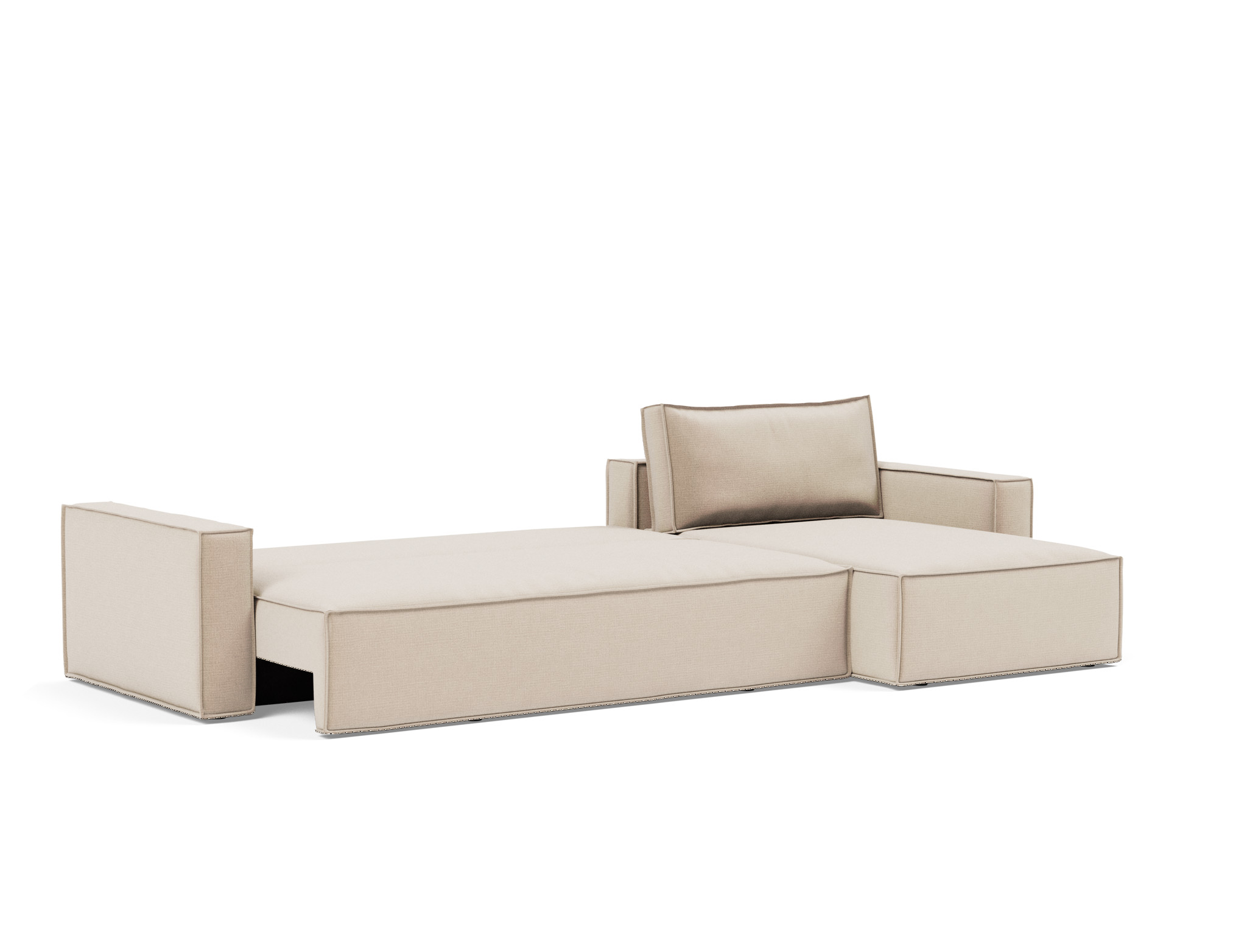 Schlafsofa Newilla mit Chaiselongue Chenille Esina 410-Almond-Beige