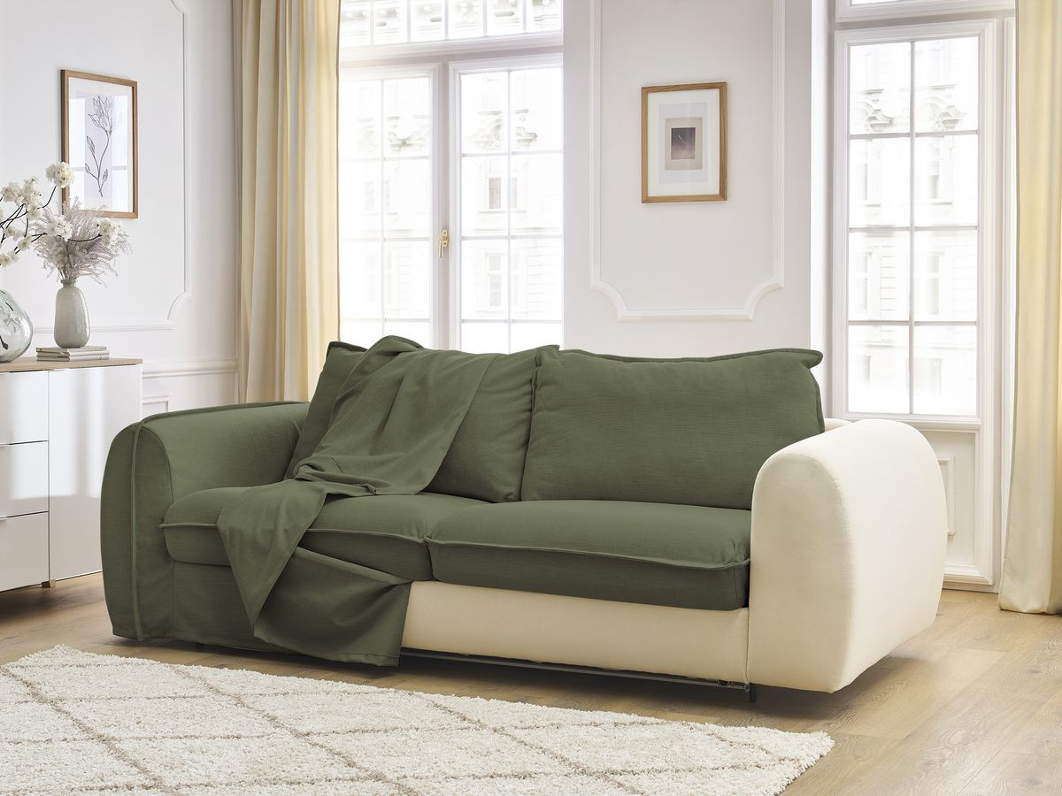 Bobochic Archimede Schlafsofa 3-Sitzer Stoff Grün, Liegefläche 160 × 194 cm