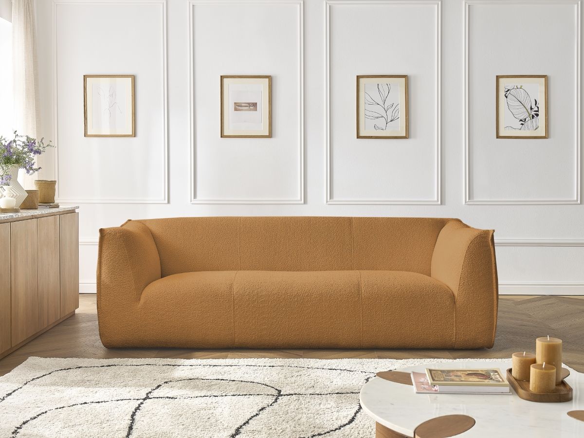 Bobochic Giorgia Sofa 3-Sitzer Bouclé-Stoff Orange