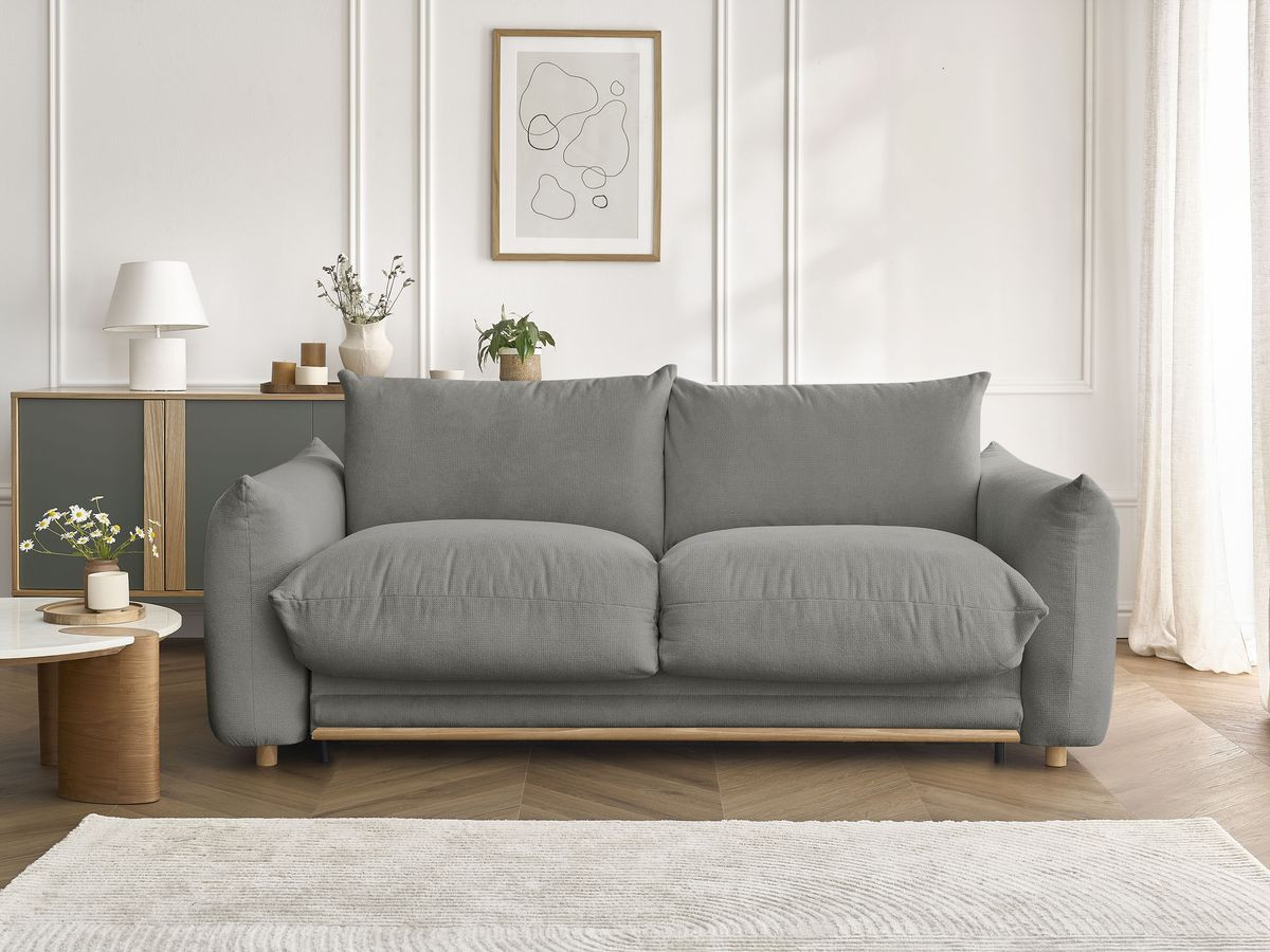 Bobochic Ernest Schlafsofa 3-Sitzer, Liegefläche 190 × 140 / 160 cm Stoff Dunkelgrau, Liegefläche 160 × 190 cm