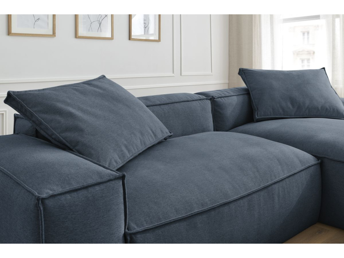 Bobochic Boheme Ecksofa, 2 Kissen Melange-Stoff Dunkelblau