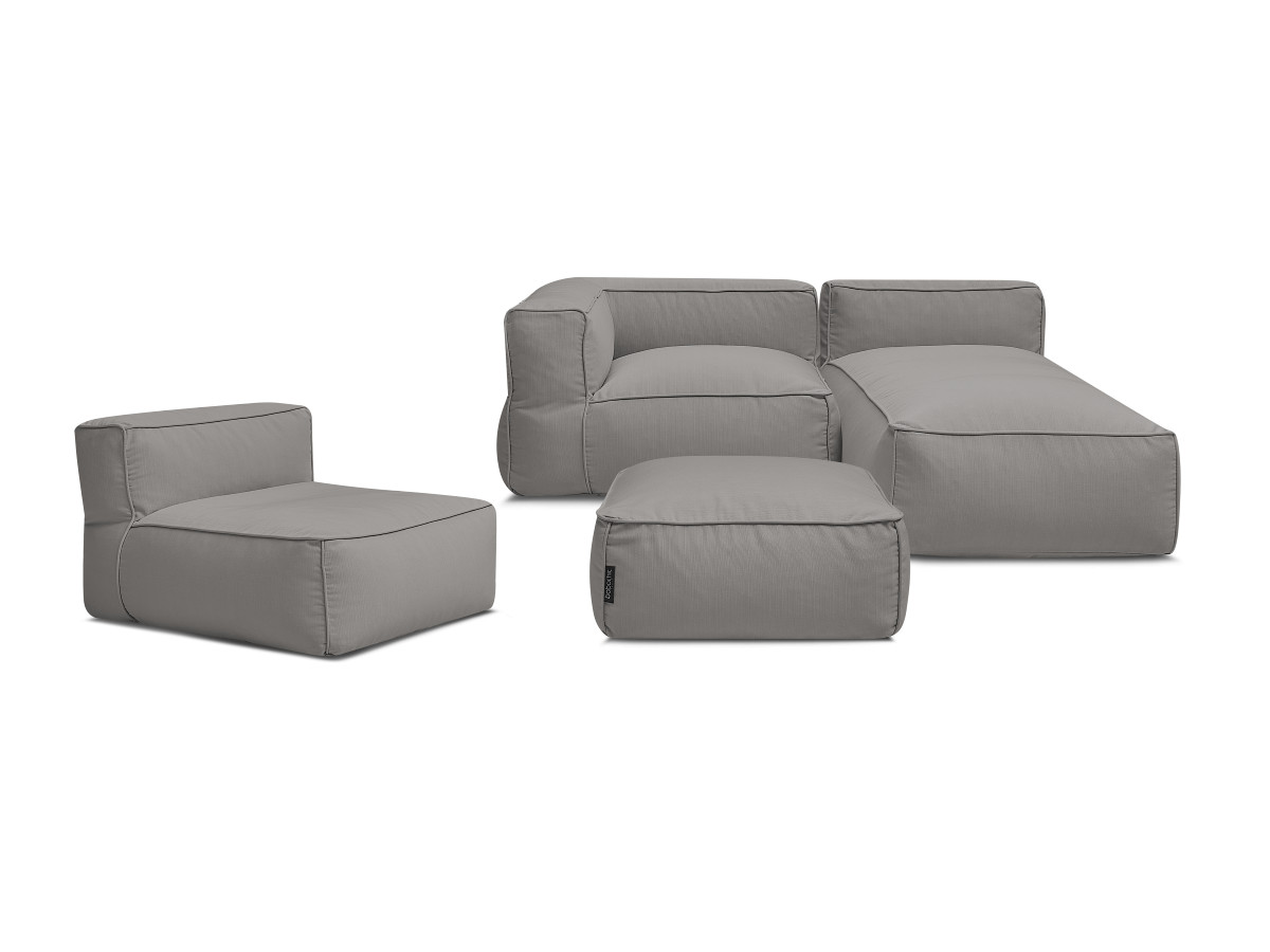 Bobochic Giulia Gartensofa 4-Sitzer mit Pouf, 1 Eckmodul Stoff Dunkelgrau