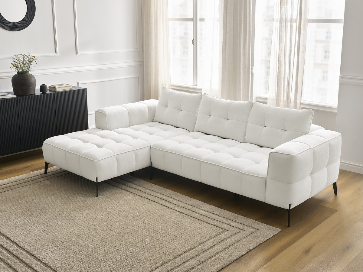 Bobochic Anis Ecksofa Strukturstoff Weiß Ecke links