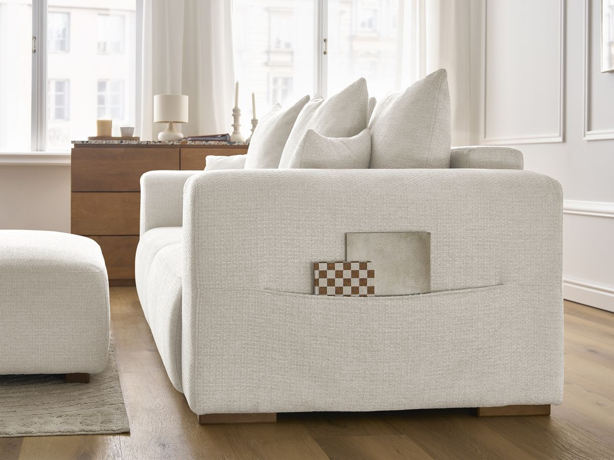 Bobochic Sidonie Sofa 4-Sitzer mit Pouf Melange-Stoff Beige