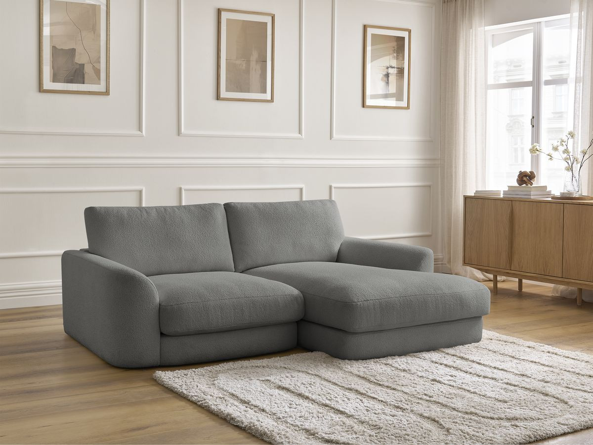 Bobochic Leonore Ecksofa Bouclé-Stoff Dunkelgrau Ecke rechts