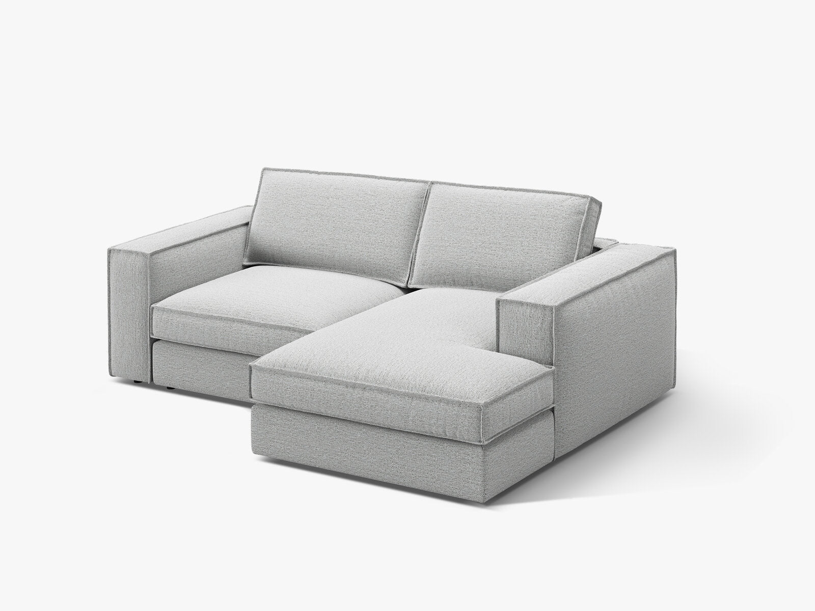 Micadoni modulares Ecksofa Pola 2-Sitzer kleine Version Rechts Strukturierter Stoff Babel Hellgrau