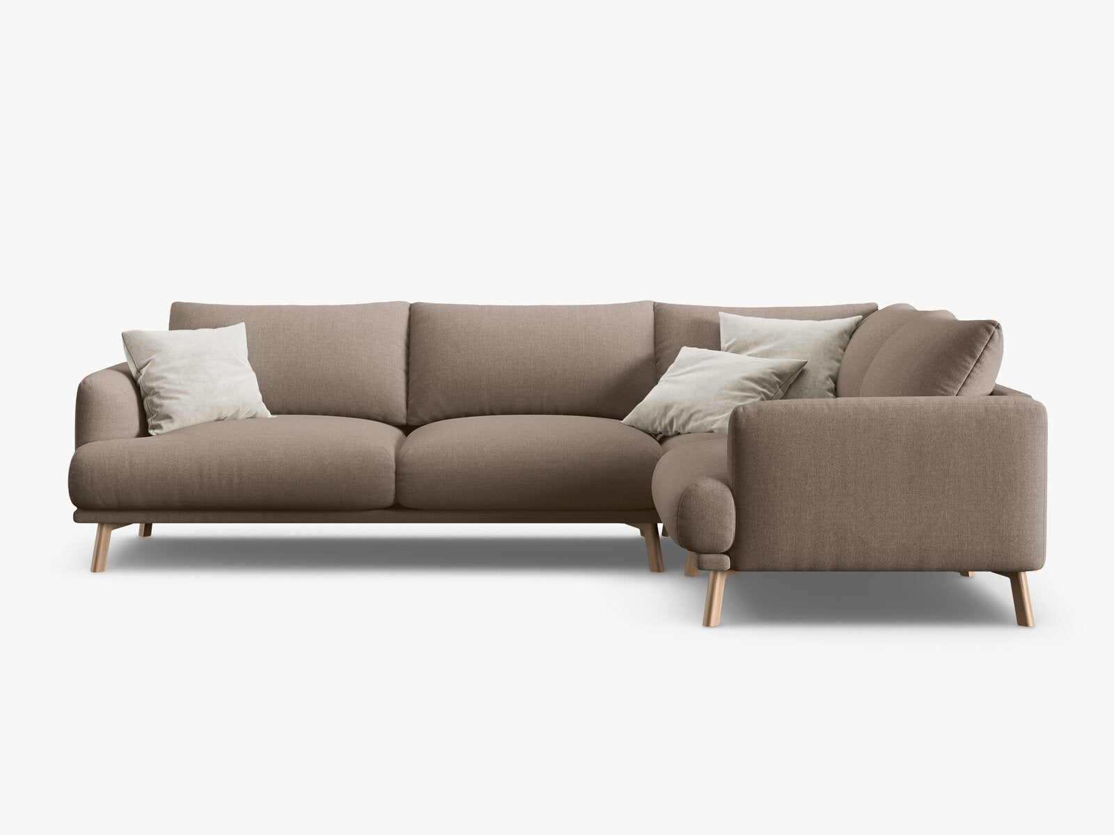 Micadoni Ecksofa Naomi 4-Sitzer große Version Rechts Strukturierter Stoff Liberty Cappuccino