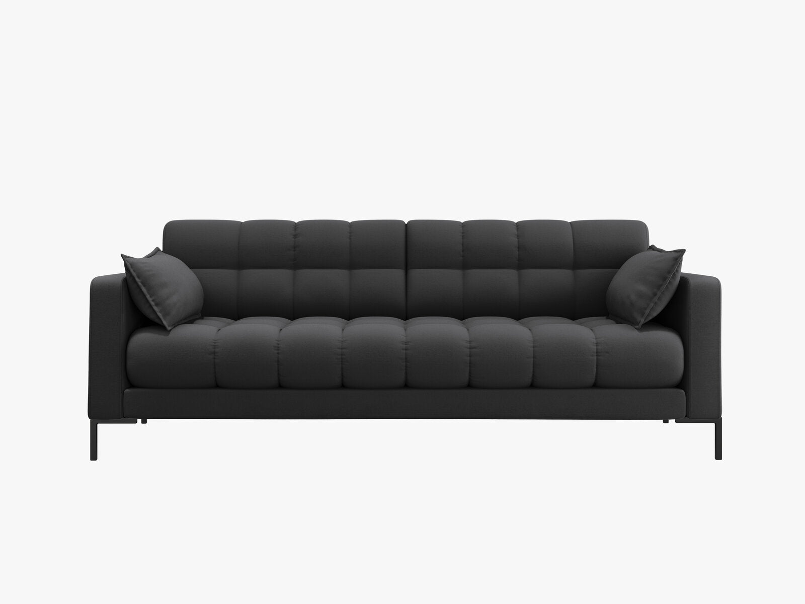Micadoni Sofa Mamaia 3-Sitzer Strukturierter Stoff Neve Dunkelgrau schwarze Beine