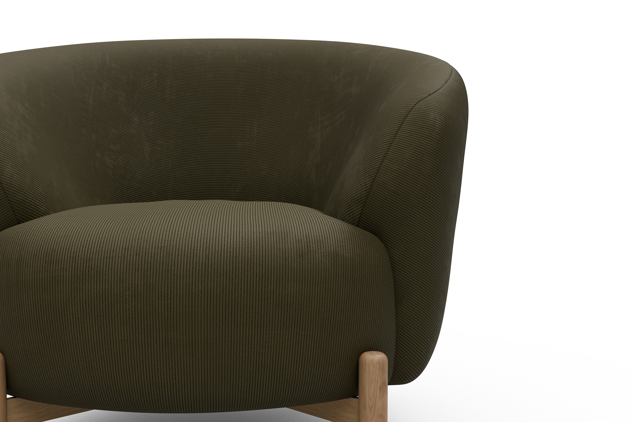 Sessel Ronda Holzbeine Eiche Natur Cordufine-Pine-Green