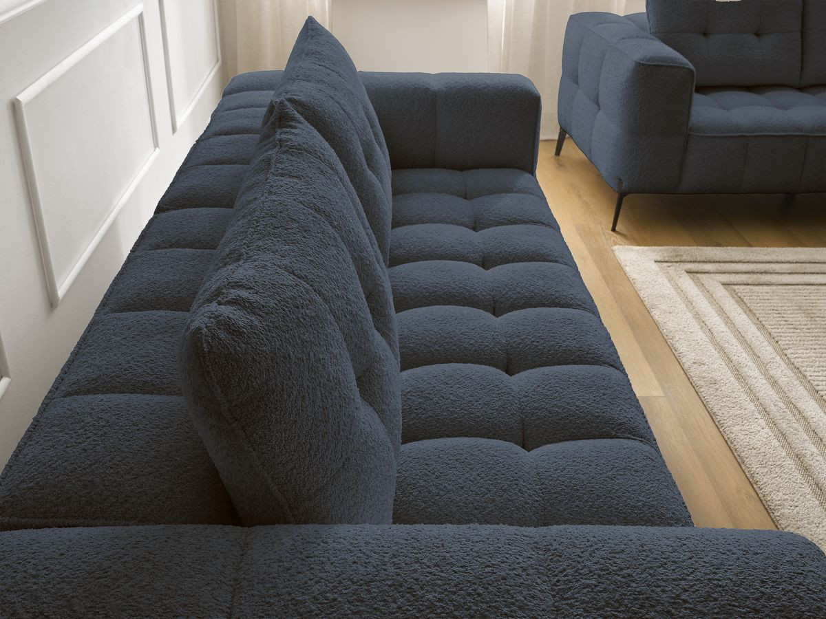 Bobochic Anis Sofa 5-Sitzer mit Pouf Bouclé-Stoff Dunkelblau