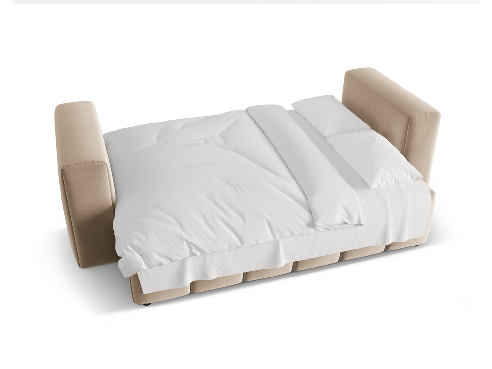 Cosmopolitan Design Schlafsofa Verona 3-Sitzer mit Bettkasten Samt Casino Mandelbeige