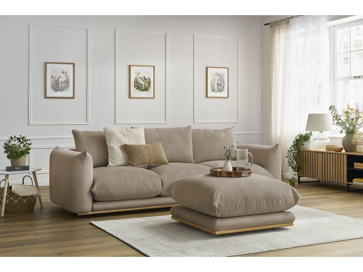 Bobochic Ernest Sofa 4-Sitzer mit Pouf Stoff Taupe