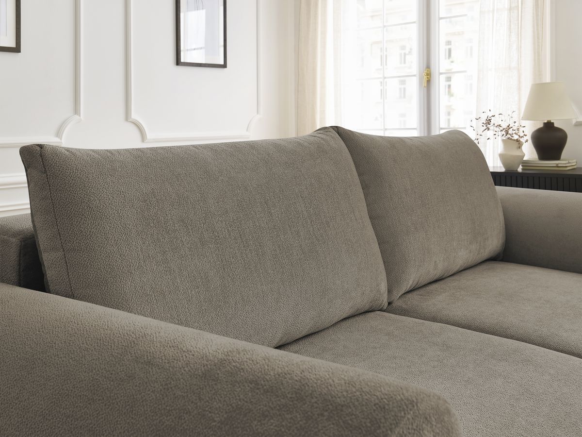 Bobochic Lucien Schlafsofa 3-Sitzer mit Bettkasten Stoff Taupe