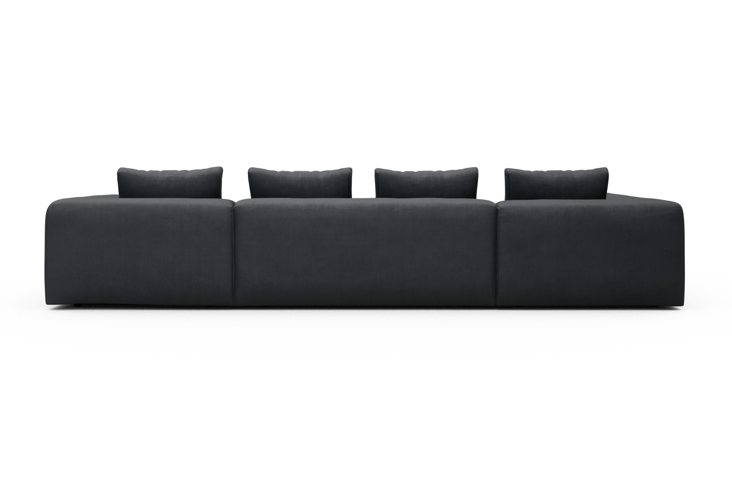 Wohnlandschaft Fred Relax-Ecke links mit 2-Sitzer und Chaiselongue rechts Kord Cordufine 308-Slate-Grey