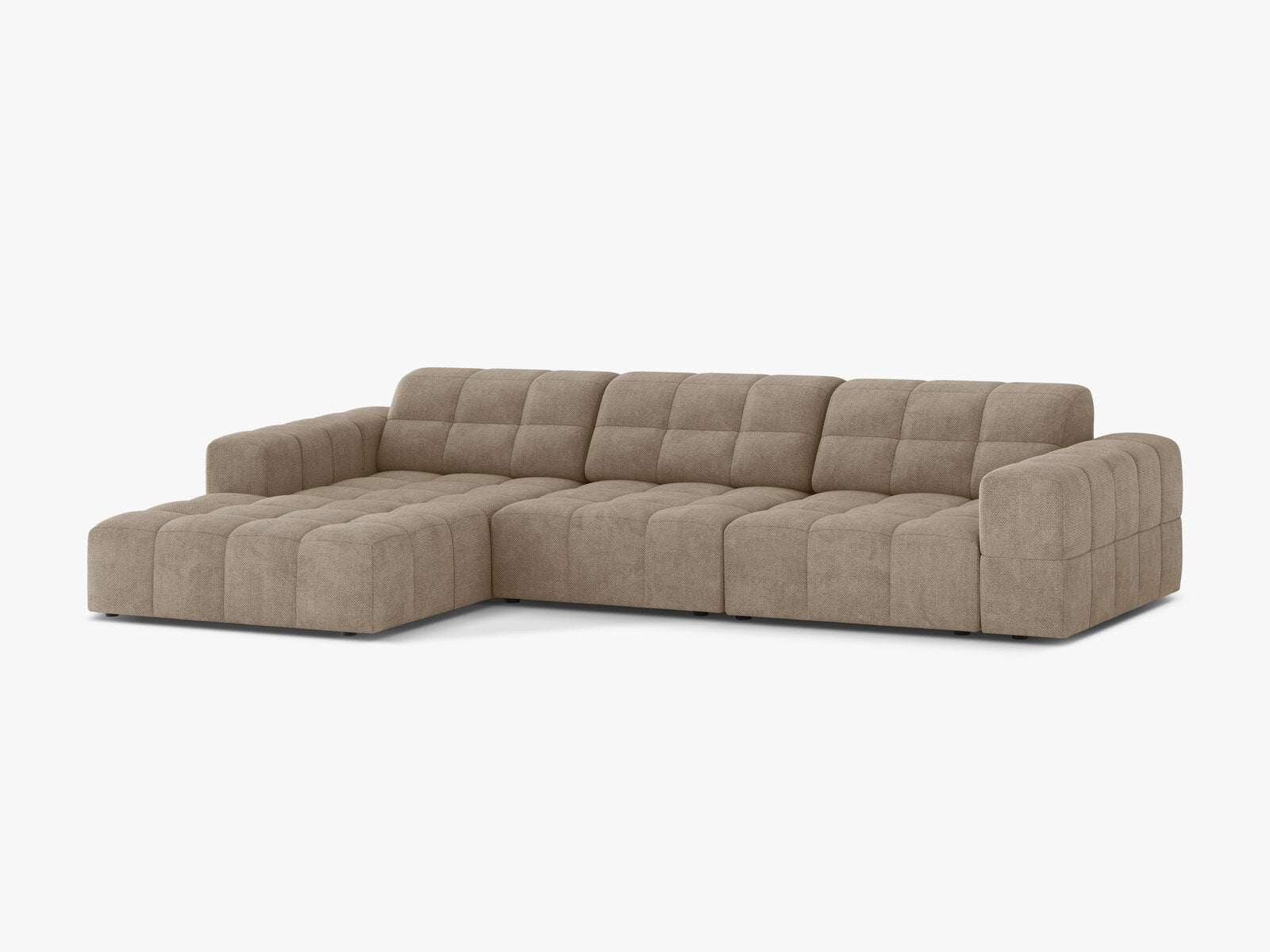 Micadoni Ecksofa Jennifer 4-Sitzer Chenille Eden Dunkelbeige Links