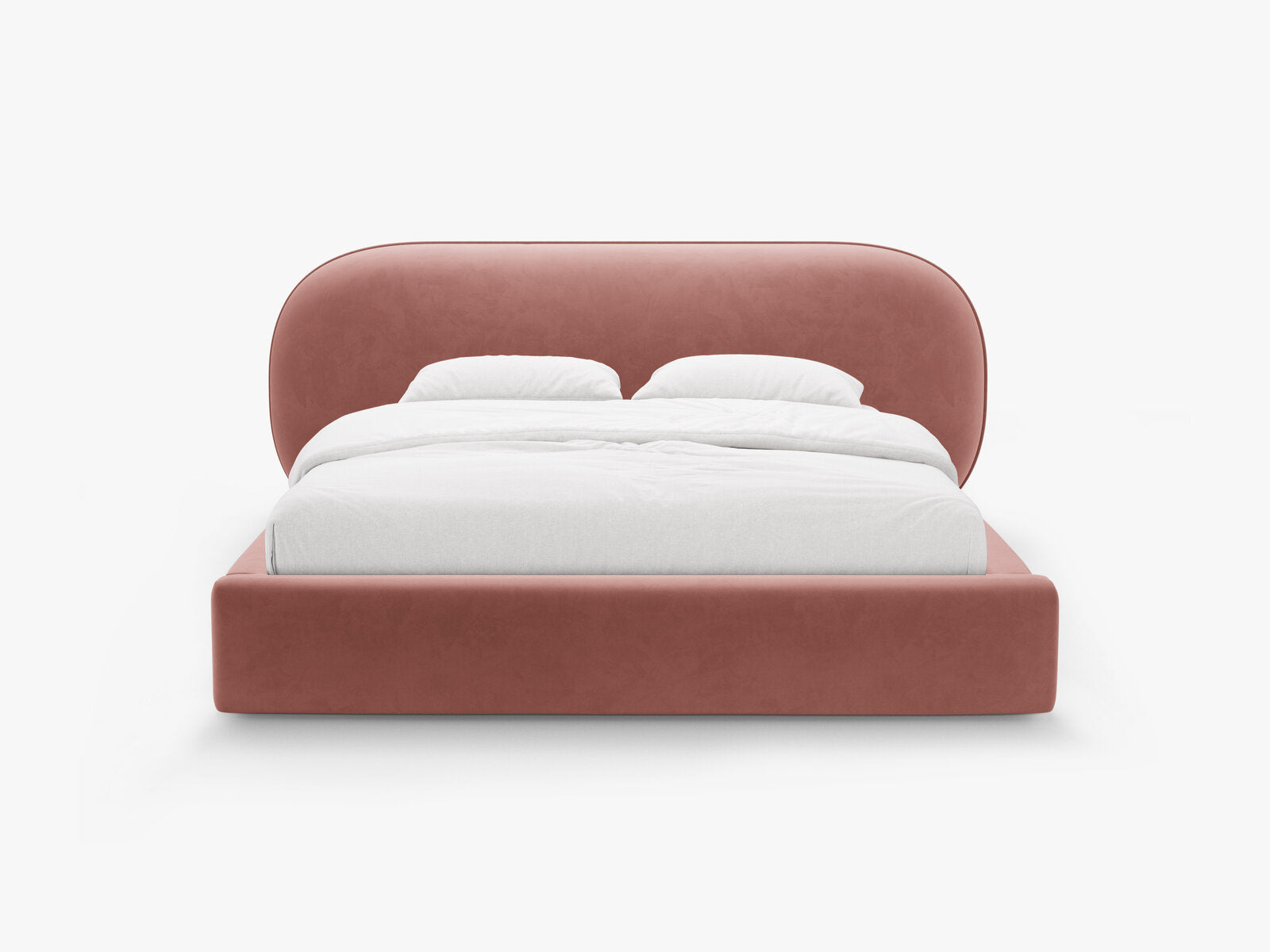 Micadoni Stauraumbett mit Kopfteil Ovalo Samt Magic Velvet Rosa 160x200