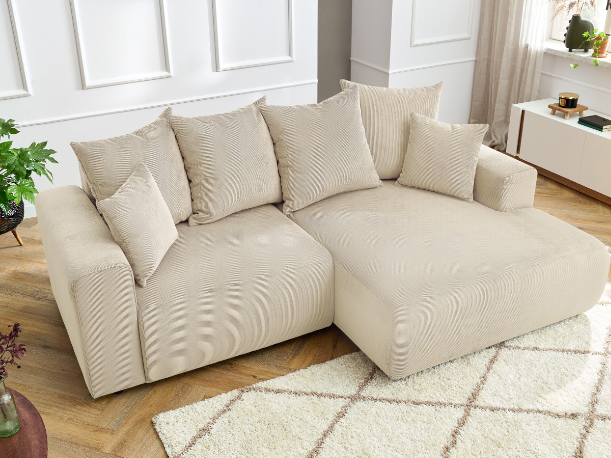 Bobochic Enjoy Ecksofa Cordsamt Beige Ecke rechts