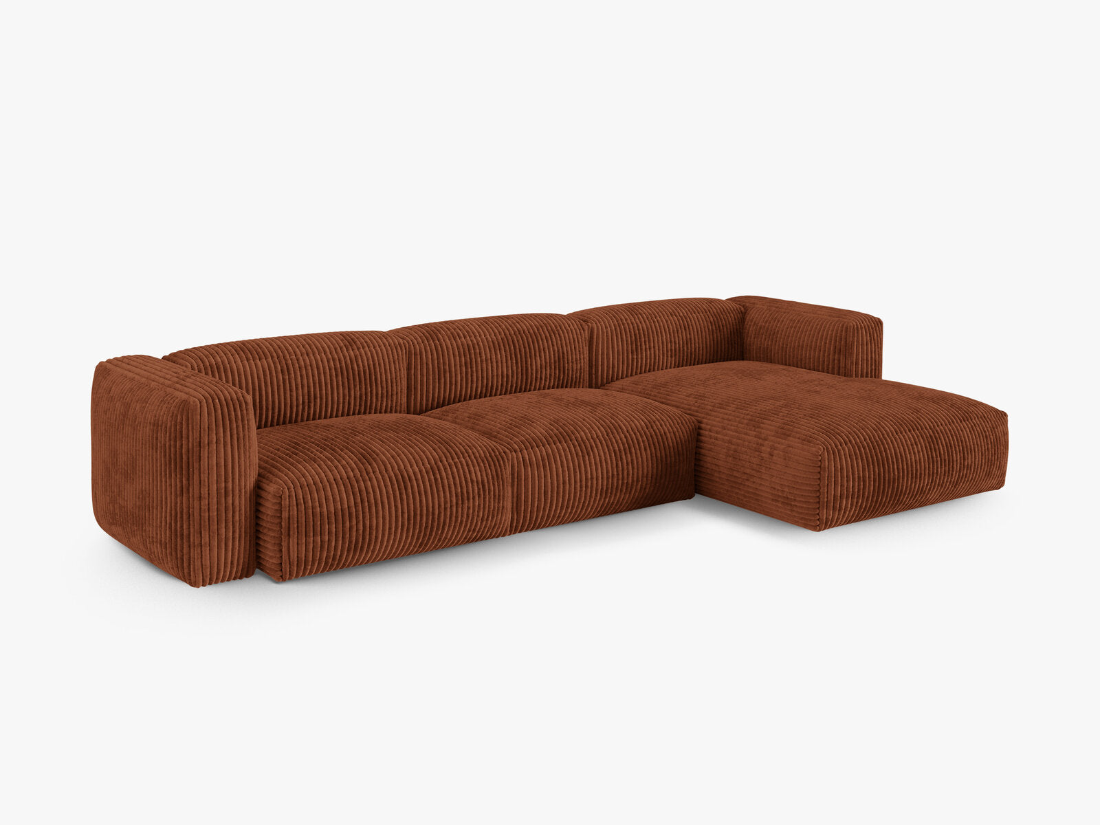 Micadoni Ecksofa Martina 3-Sitzer 90cm Sitztiefe Rechts Kord Tilia Ziegel