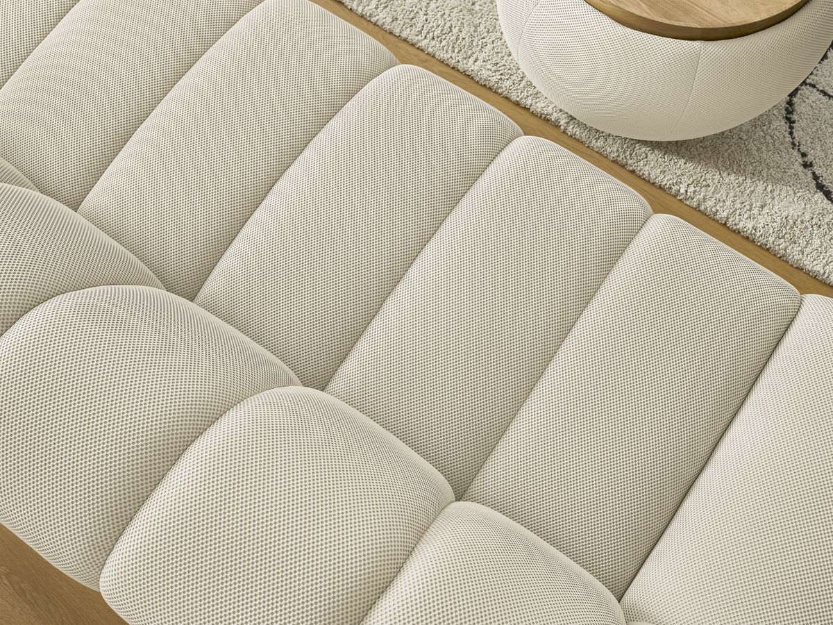 Bobochic Hayden Sofa 2-Sitzer mit Pouf Mesh-Stoff Beige