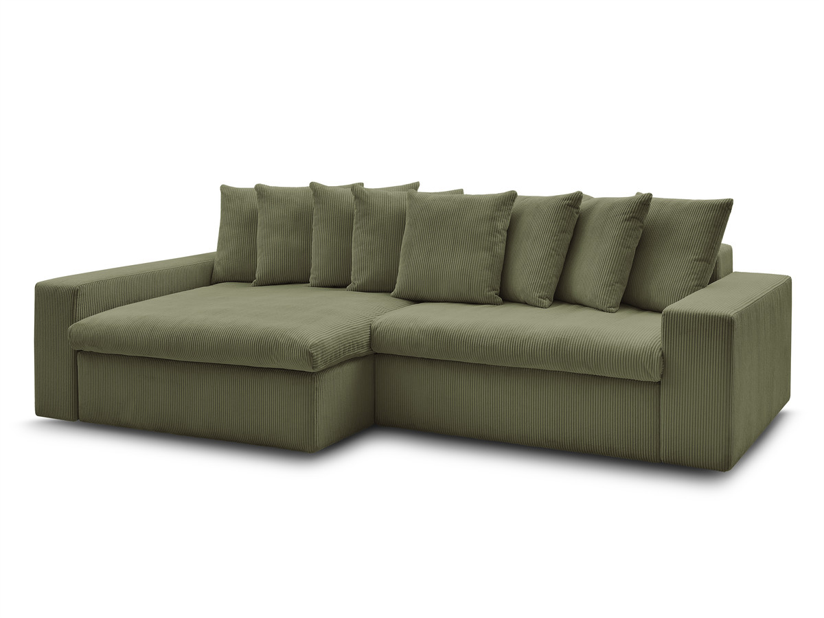 Bobochic Enore Ecksofa 330 × 157 cm Cordsamt Hellgrün Ecke links