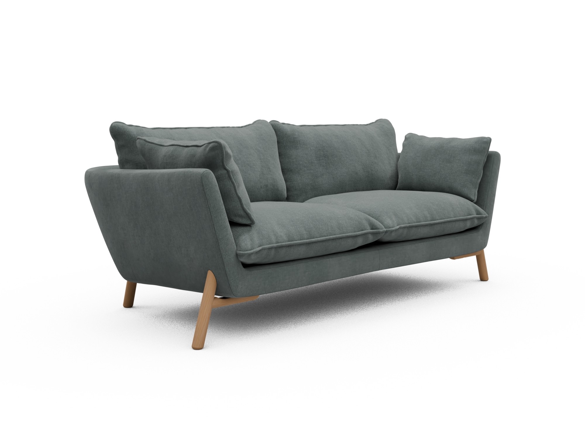 Skandi Home Sofa Emil Soft 2-Sitzer Beinfarbe Eiche Natur Smooth-Silver-Grey moebelfaktor