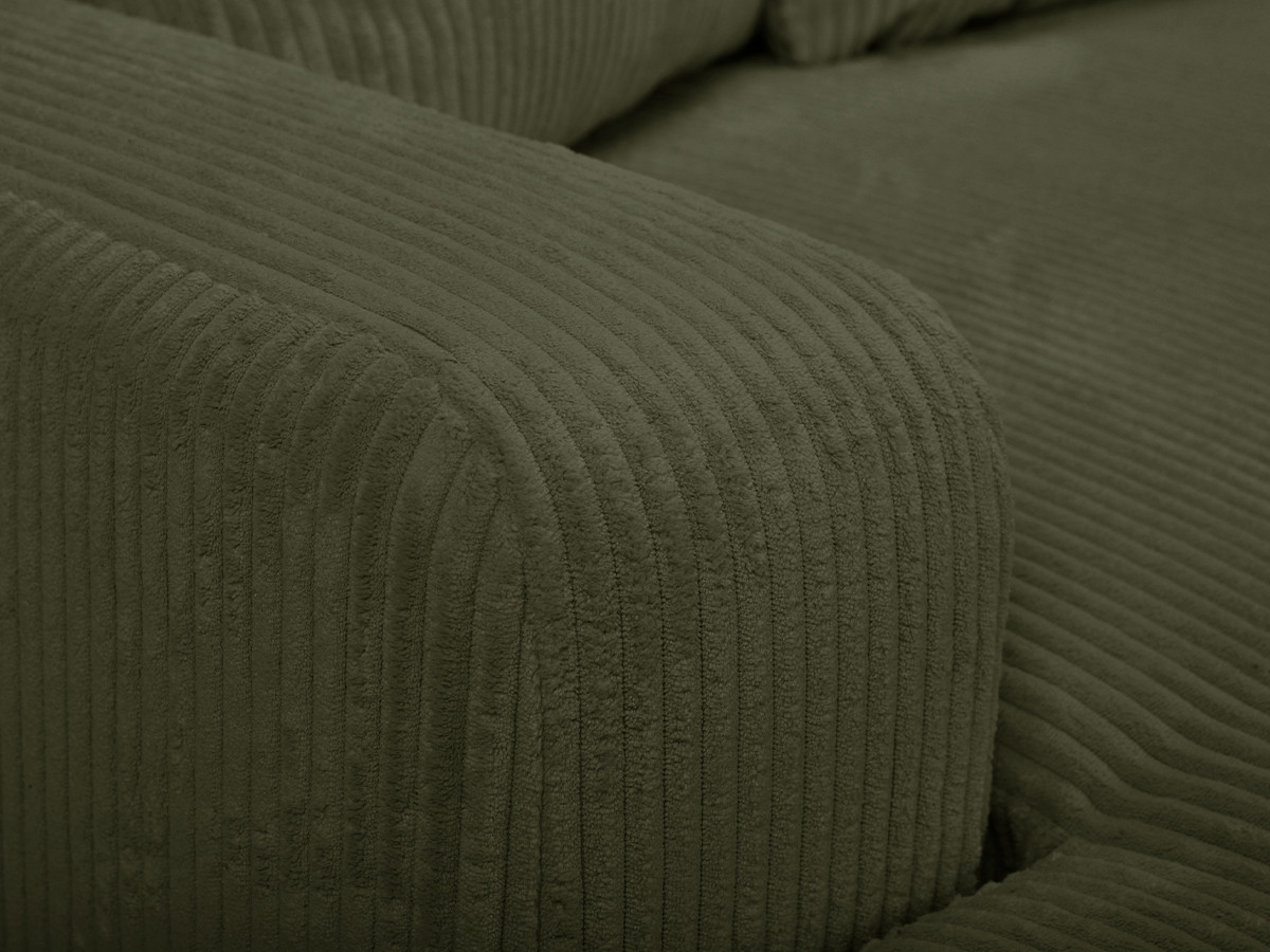 Bobochic Campi Ecksofa mit Schlaffunktion und Bettkasten Cordsamt Grün Ecke rechts