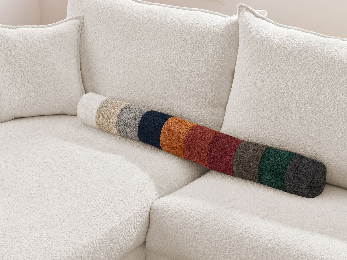 Bobochic Augustin Ecksofa mit Schlaffunktion und Bettkasten Bouclé-Stoff Weiß, Liegefläche 160 × 200 cm