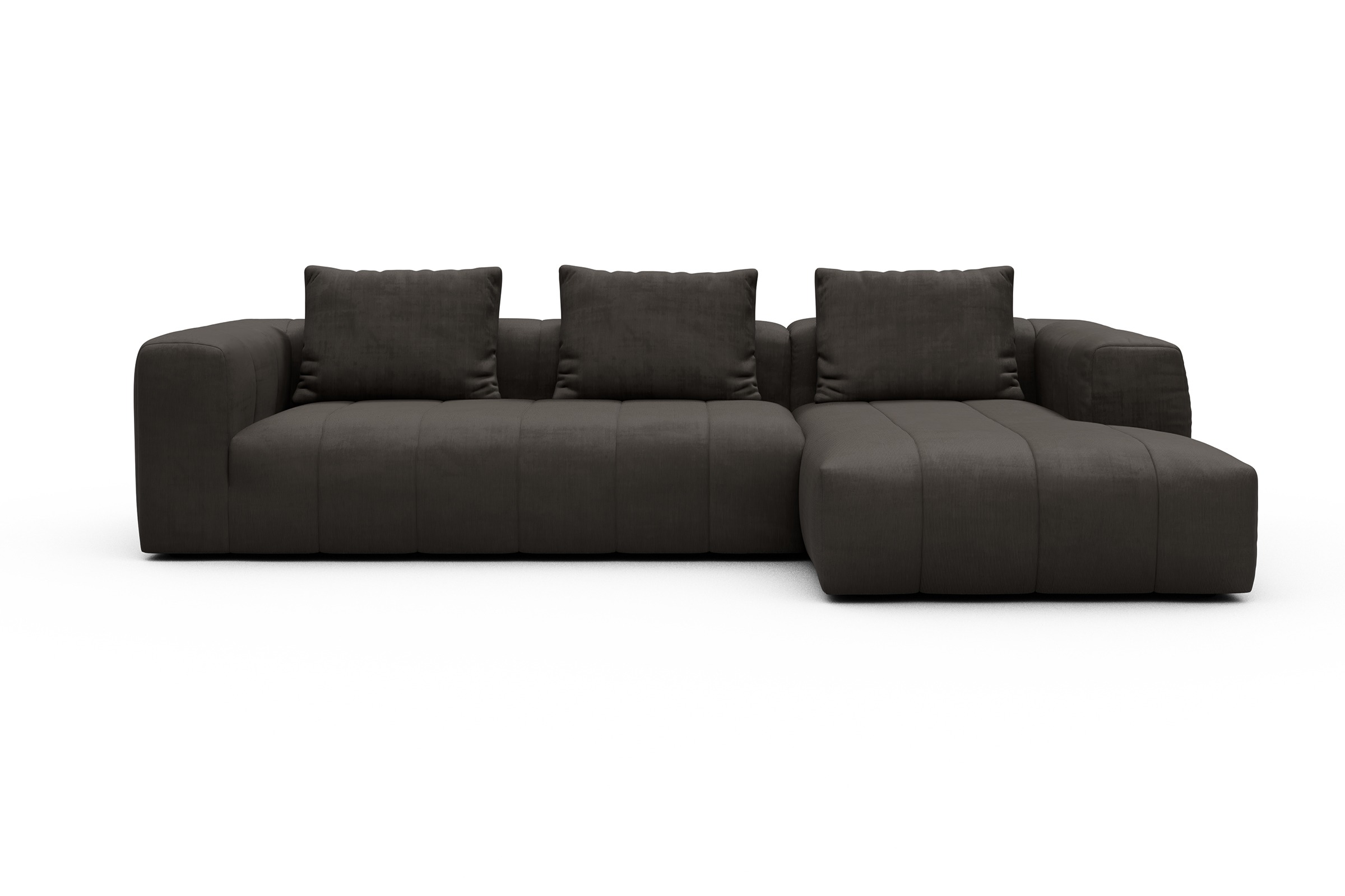 Ecksofa Hugo 2,5-Sitzer Armlehne links mit Chaiselongue Cordufine-Taupe