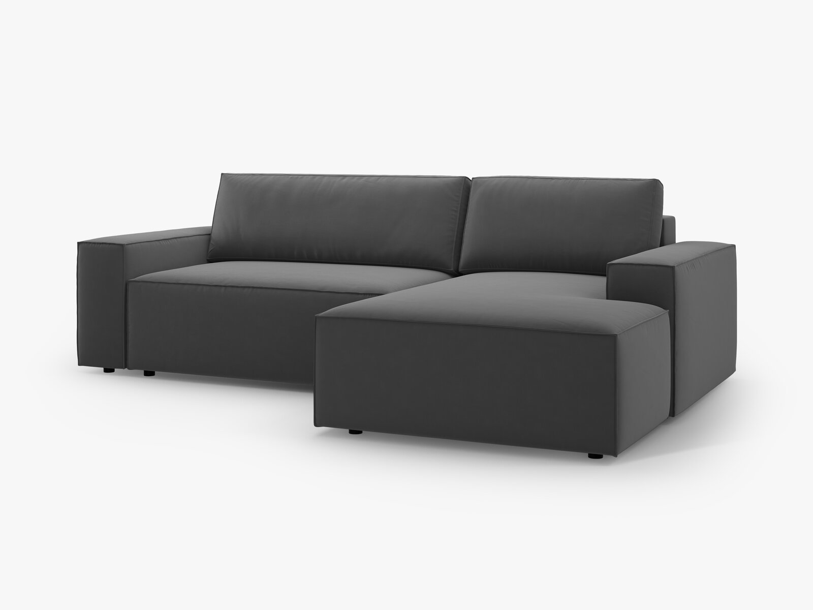Micadoni Schlaf-Ecksofa Jodie 3-Sitzer Rechts Samt Grau