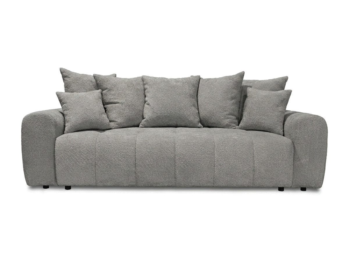 Bobochic Roxelane Schlafsofa 3-Sitzer mit Bettkasten Bouclé-Stoff Dunkelgrau