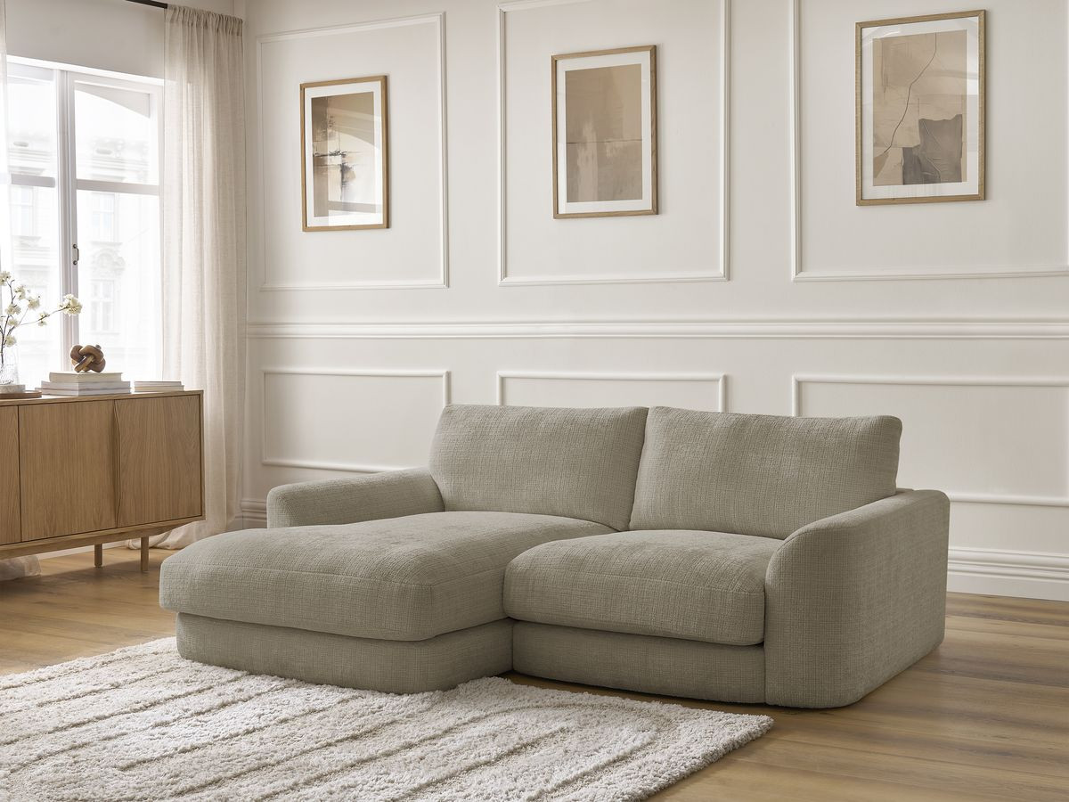Bobochic Leonore Ecksofa Strukturstoff Taupe Ecke links