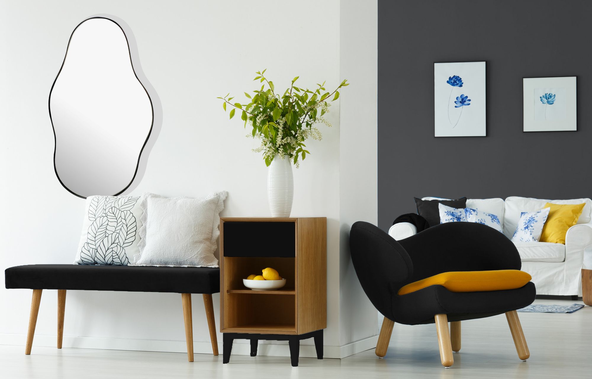 Wandspiegel Havdhem Schwarz 40 × 2,5 × 80 cm
