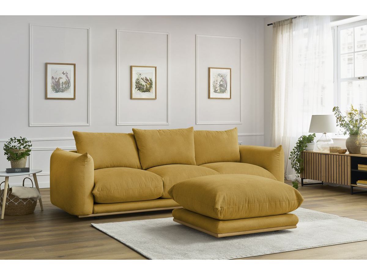 Bobochic Ernest Sofa 4-Sitzer mit Pouf Stoff Gelb