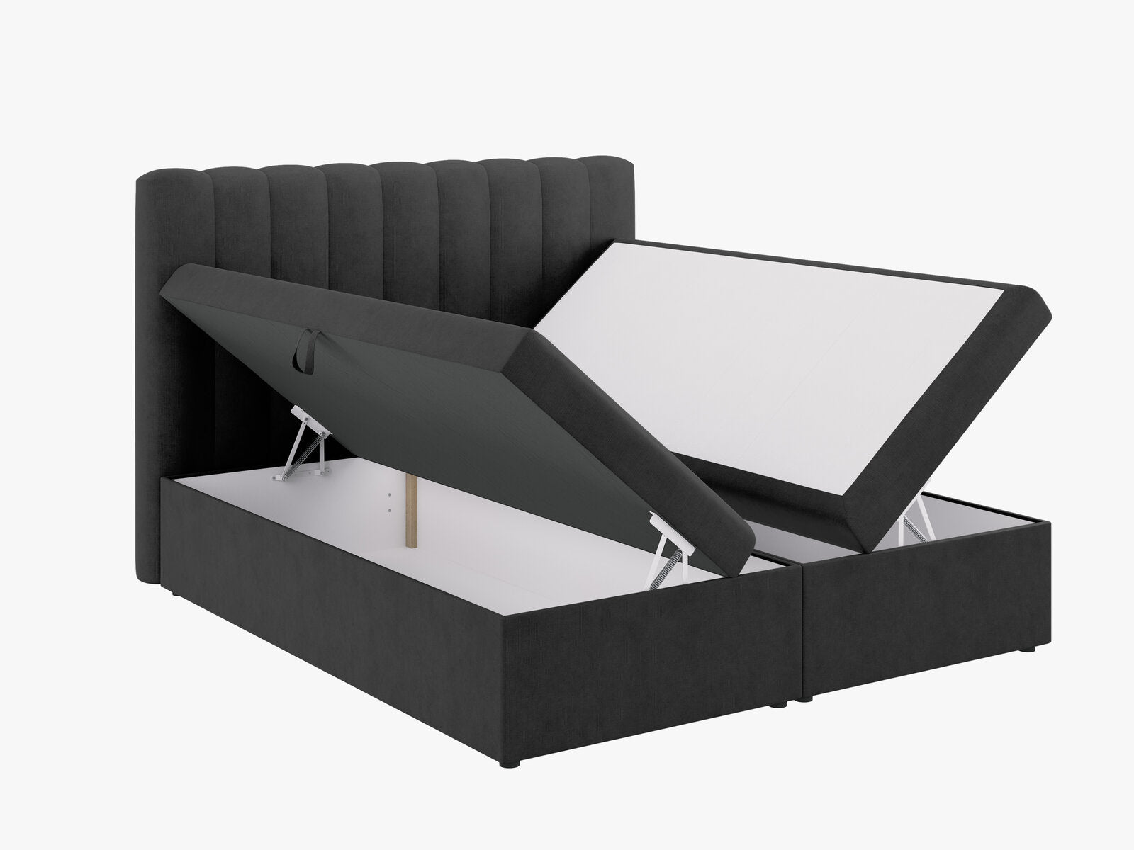 Micadoni Boxspringbett Kelp Strukturierter Stoff Anthrazit 140x200