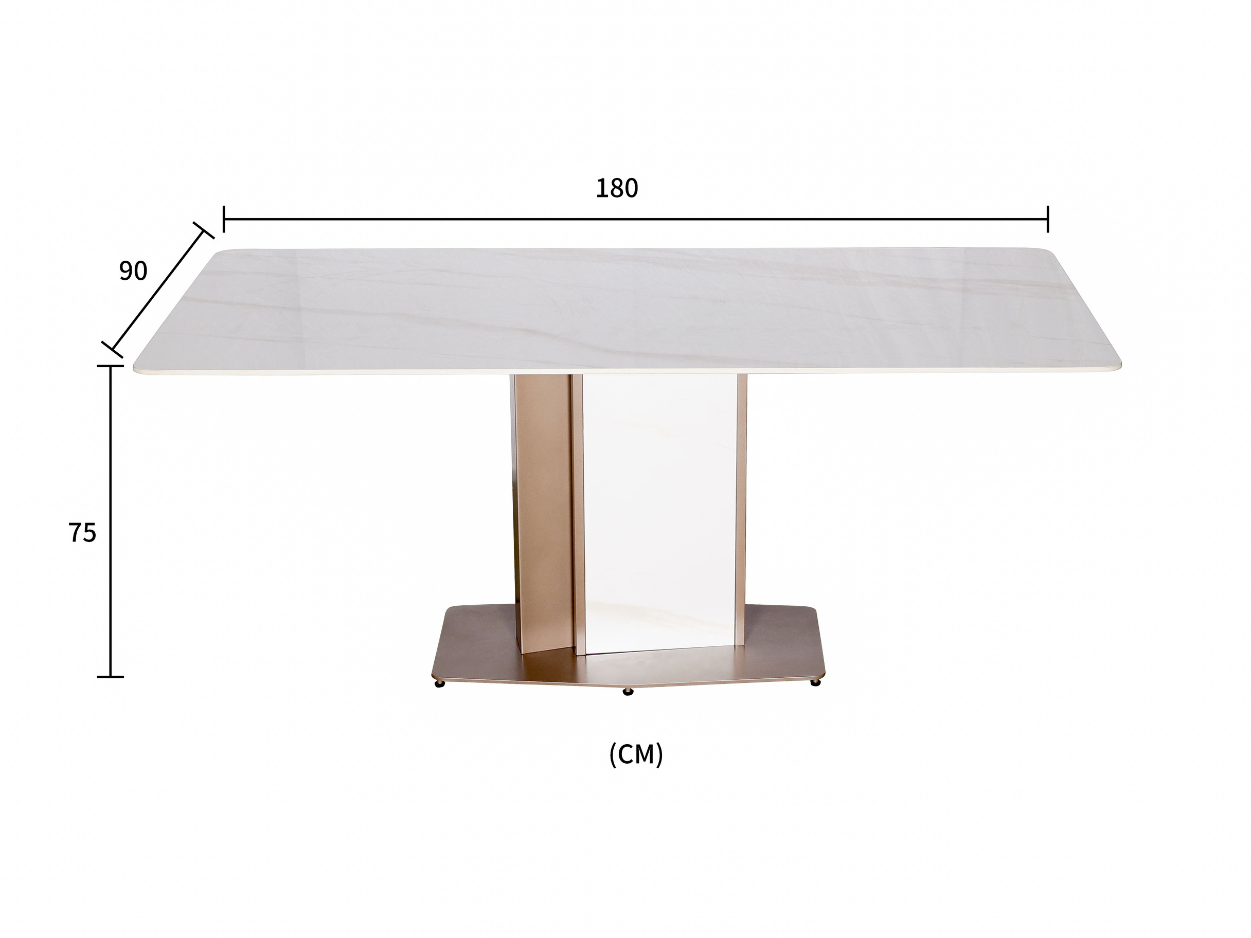 Livin Hill Esstisch 180cm Modig Roségoldene Basis, weiße Tischplatte M54