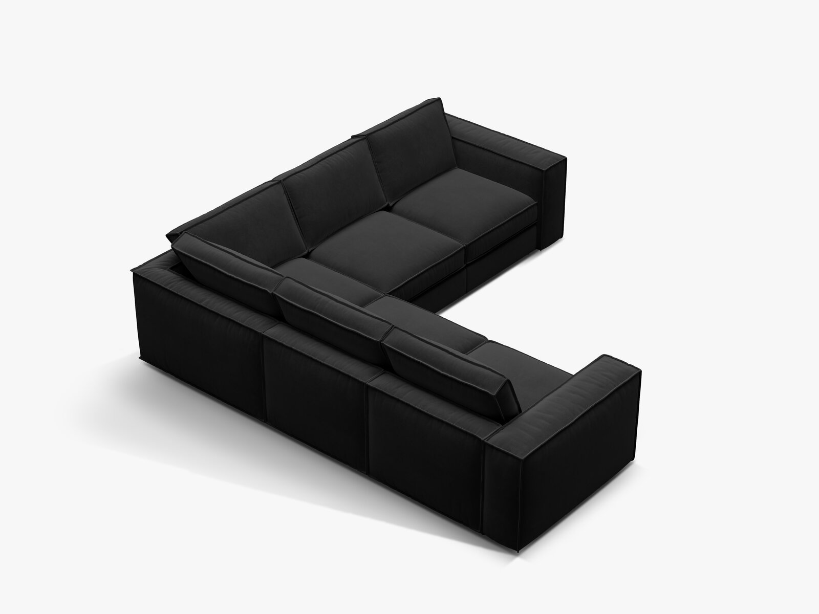 Micadoni symmetrisches modulares Ecksofa Pola 4-Sitzer Schwarz