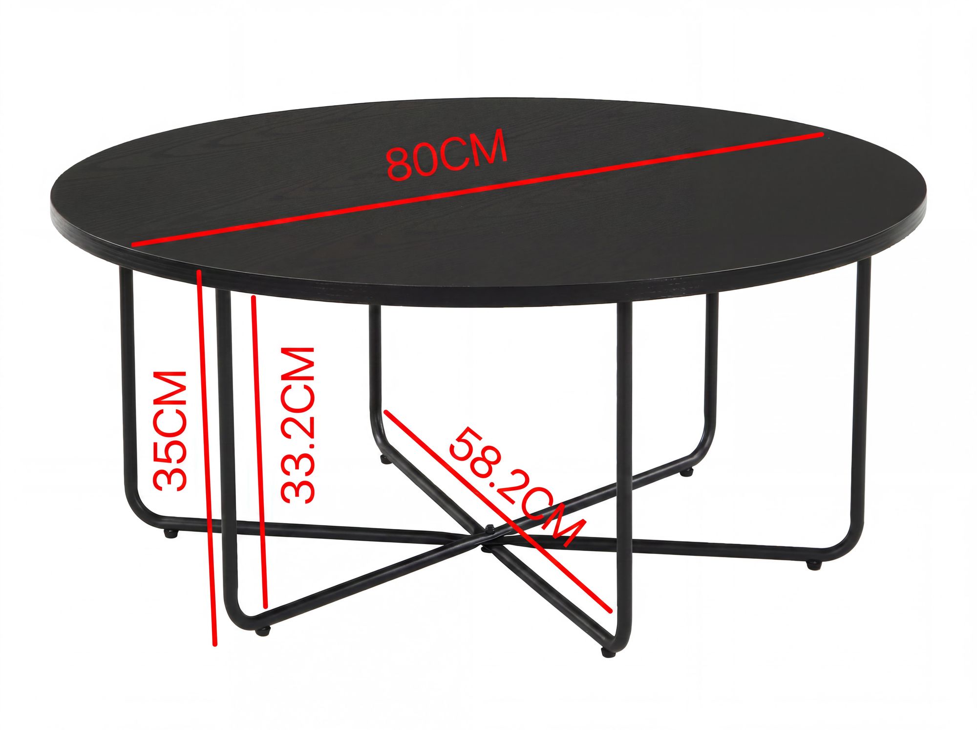 Couchtisch Straume Schwarz Ø 80 cm