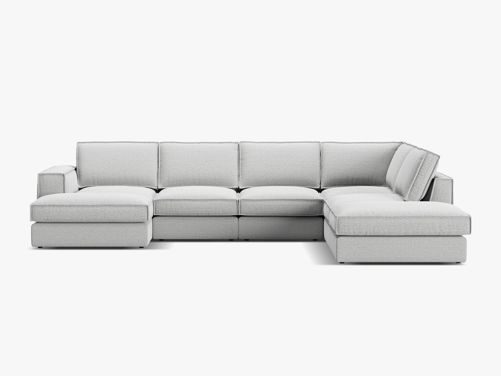 Micadoni modulares Panorama Ecksofa Pola 5-Sitzer Rechts Strukturierter Stoff Babel Hellgrau