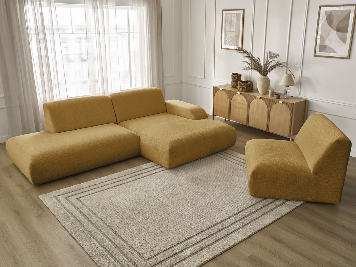 Bobochic Sirius Ecksofa 405 × 170 cm Strukturstoff Gelb Ecke rechts