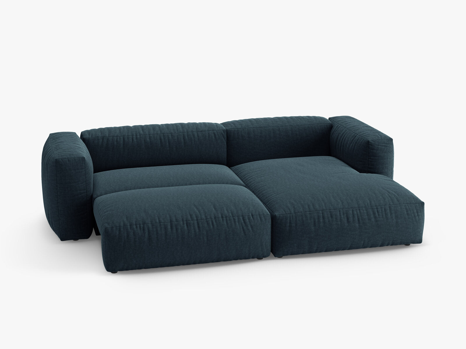 Micadoni Martina Ecksofa 4-Sitzer mit Schlaffunktion Rechts Strukturierter Stoff Boston Jeansblau